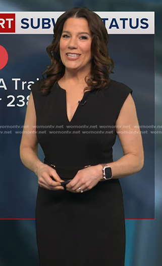 Heather’s black buckle waist dress on Good Morning America