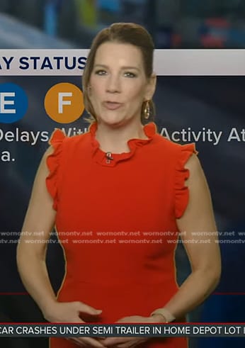 Heather’s red ruffle trim dress on Good Morning America