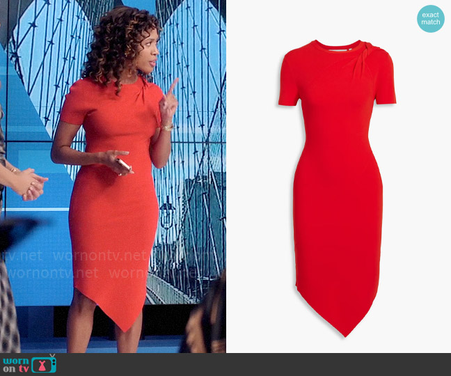 Helmut Lang Asymmetric twisted ribbed-knit dress worn by Christina Hunter (Nicole Beharie) on The Morning Show