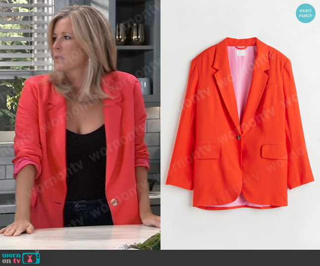 H&M Blazer in Orange Red worn by Carly Spencer (Laura Wright) on General Hospital