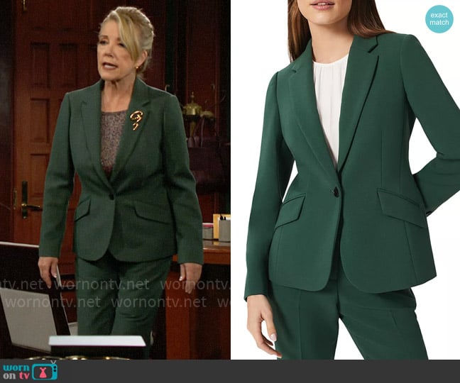 Hobbs Suki Blazer in Rich Sage worn by Nikki Reed Newman (Melody Thomas-Scott) on The Young and the Restless