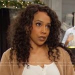 Jada’s white scoop neck henley top on Days of our Lives