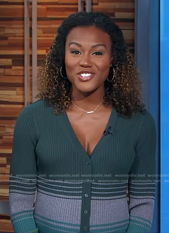 Janai’s green striped knit dress on Good Morning America