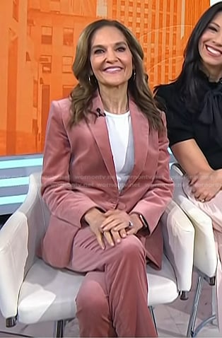 Joy Bauer’s pink velvet blazer and pants on Today