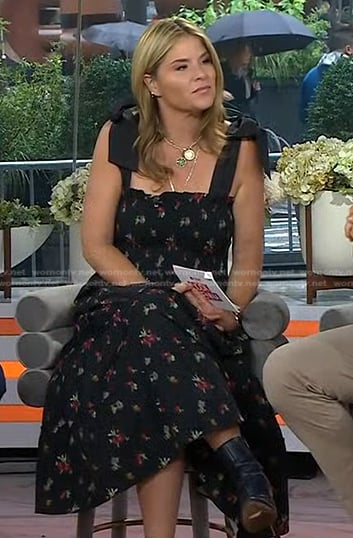Jenna’s black floral tie strap dress on Today