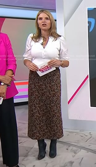 Jenna’s white top and printed skirt on Today