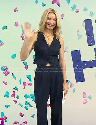 Jennifer Welch’s navy pinstripe vest and pants on Today