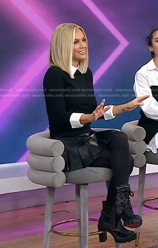 Jenny McCarthy’s black collared sweater and pleated skirt on Today