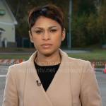 Jericka’s beige wrap coat on CBS Evening News