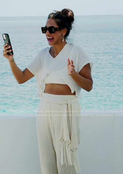 Jessel’s white belted pants on The Real Housewives of New York City