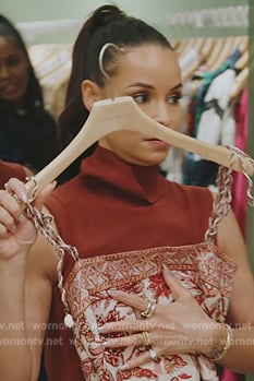 Sai’s red floral fringe dress on The Real Housewives of New York City