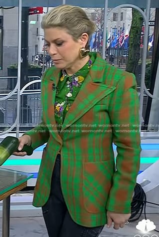 Jill’s green floral shirt and plaid blazer on Today