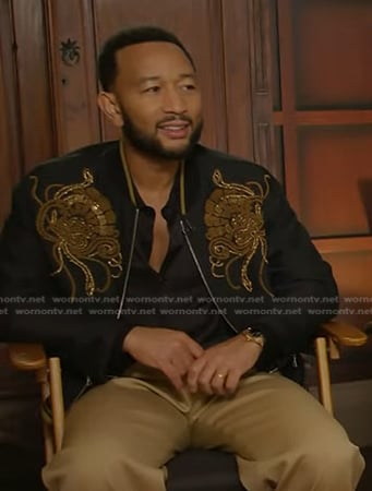 John Legend’s black embroidered bomber jacket on Today