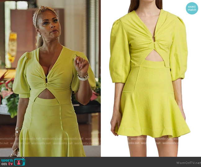 Jonathan Simkhai Kayleigh Ripple Crepe Mini Dress worn by  on The Real Housewives Ultimate Girls Trip
