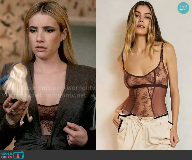 Journelle Romy Mesh Bodysuit worn by Anna Victoria Alcott (Emma Roberts) on American Horror Story