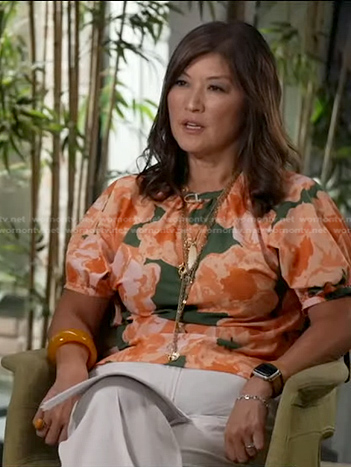 Juju’s green and orange floral top on Good Morning America