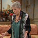 Julie’s black and green printed kimono jacket on Days of our Lives