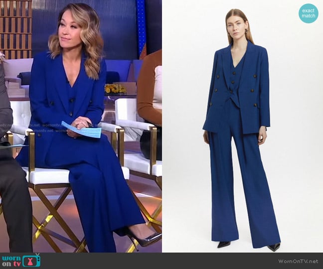 Karen Millen Polished Stretch Wool Blend Vest worn by Eva Pilgrim on Good Morning America
