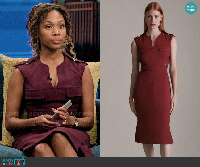 Karen Millen Square D Ring Pencil Midi Dress worn by Christina Hunter (Nicole Beharie) on The Morning Show