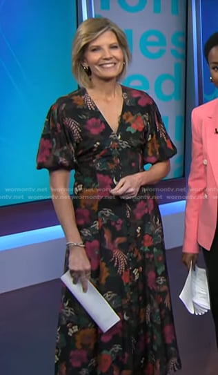Kate’s black bird and floral print dress on NBC News Daily