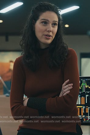 Rian’s contrast cuff sweater on Billions
