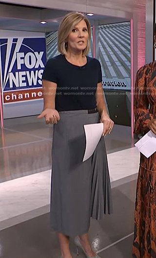 Kate’s grey pleated wrap skirt on NBC News Daily