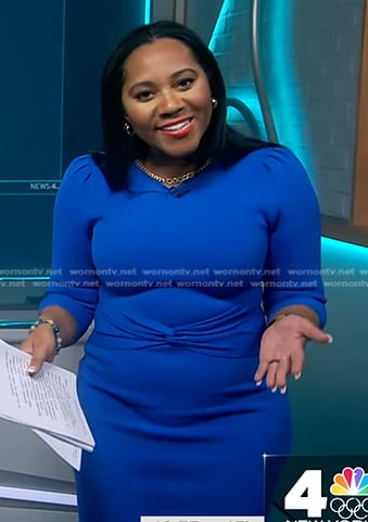 Kay Angrum’s blue twist-waist dress on NBC News Daily
