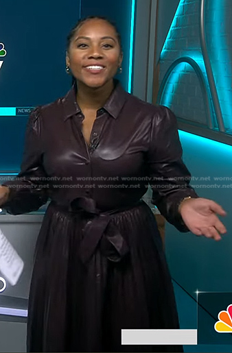 Kay’s brown leather shirtdress on NBC News Daily
