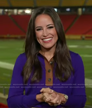 Kaylee’s purple contrast collar polo sweater on Today