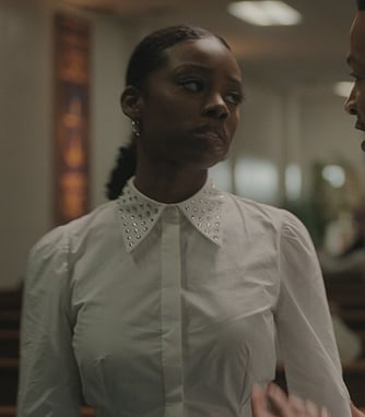 Jemma’s white studded collar blouse on The Chi