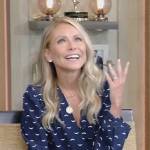 Kelly’s blue printed blouse and skirt on Live with Kelly and Mark