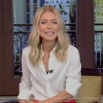 Kelly’s white blouse on Live with Kelly and Mark