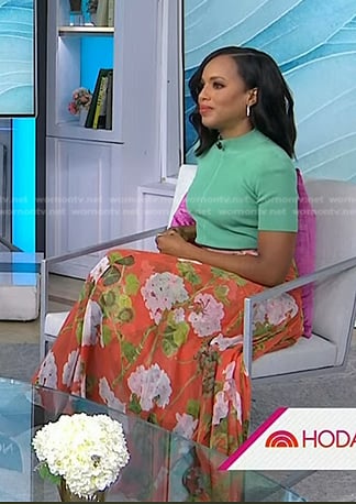 Kerry Washington’s green top and orange floral skirt on Today