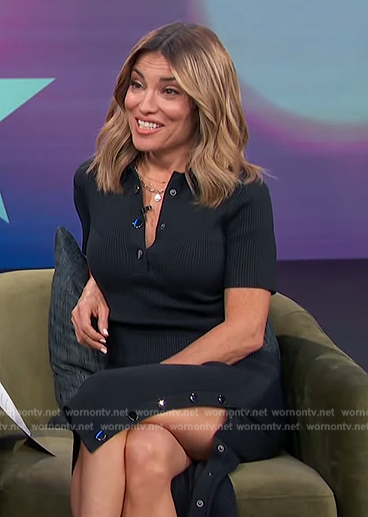 Kit’s navy button detail polo dress on Access Hollywood