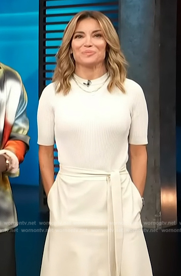Kit’s mixed media tie waist dress on Access Hollywood