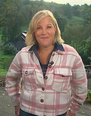 Kristen Dahlgren’s pink plaid shirt jacket on Today