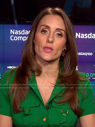 Kristina Partsinevelos’s green utility shirtdress on NBC News Daily