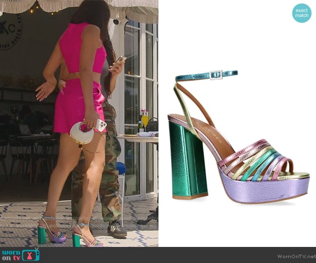 Kurt Geiger London Pierra platform sandals worn by Brandi Marshall (Brandi Marshall) on Selling the OC
