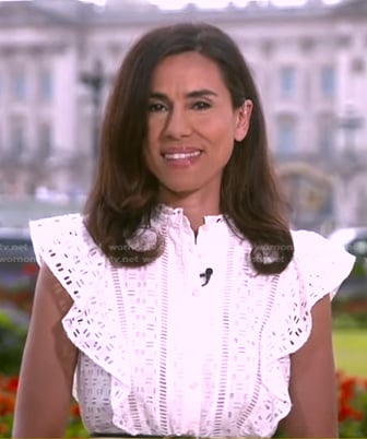 Lama Hasan’s white eyelet ruffle dress on Good Morning America