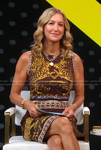 Lara’s brown jaguar print dress on Good Morning America