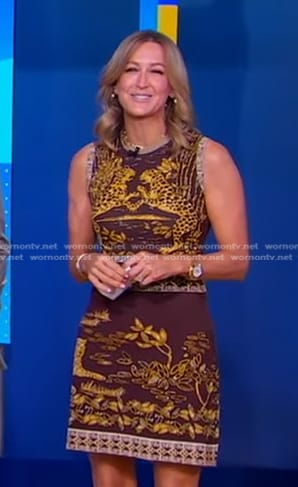 Lara’s brown jaguar print dress on Good Morning America