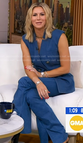 Laura Rutledge’s denim vest and flare jeans on Good Morning America