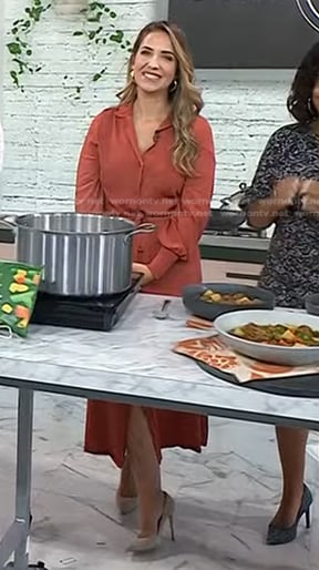 Laura Vitale’s orange shirtdress on Today