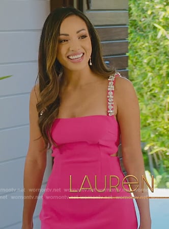 Lauren’s pink embellished trim mini dress on Selling the OC