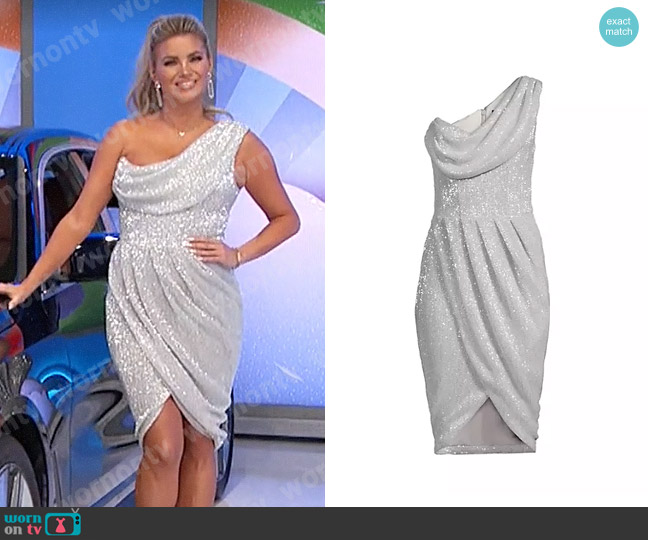 Lavish Alice Cowlneck Sequined Cocktail Dress worn by Amber Lancaster on The Price is Right