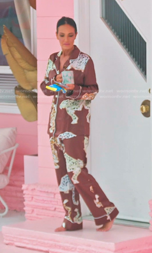 Lisa’s brown animal print pajamas on The Real Housewives of Salt Lake City