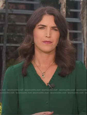 Liz Kreutz’s green pleated blouse on NBC News Daily