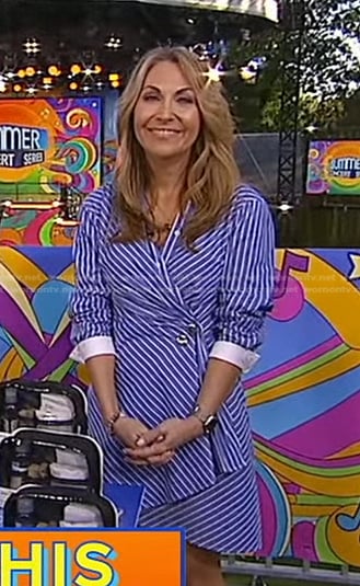 Lori’s blue striped wrap dress on Good Morning America