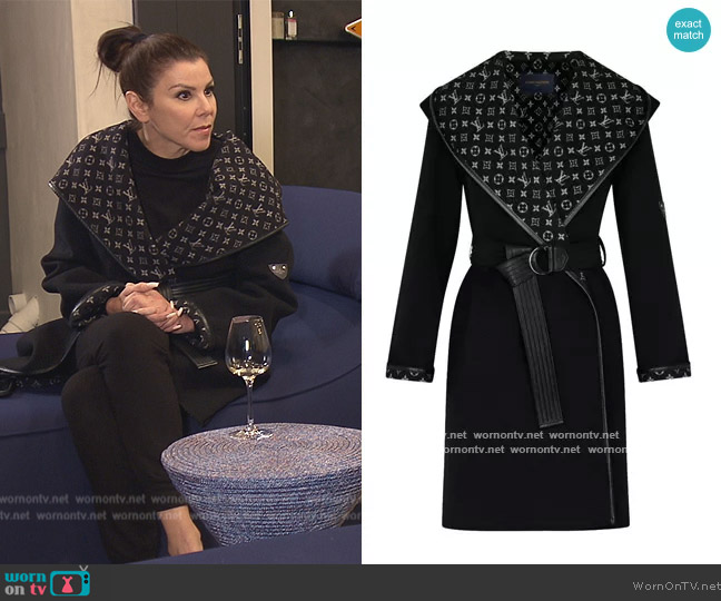 Louis Vuitton Hooded Wrap Coat worn by Heather Dubrow on The Real Housewives of Orange County