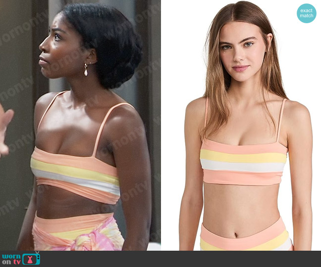 L*Space Rebel Bikini Top in Cream/Lemon Drop/Tangy worn by Trina Robinson (Tabyana Ali) on General Hospital